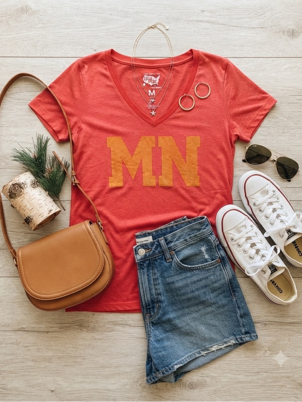 Women's Red MN Graphic Tee